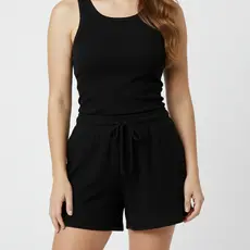 Shorts Preto Feminino Ribana Canelada Premium Elegante