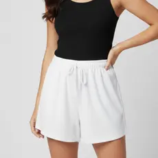 Shorts Branco Feminino Ribana Canelada Premium Elegante