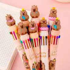 1/2/4 Caneta 10 Cores Multicolorida Caneta Capivara Papelaria Fofa Criativa Escritório Escolar