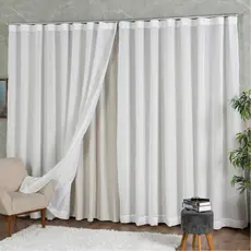 Cortina Trilho Suíço Duplo Voil Linho C/ Forro Blackout 4,00 x 2,30/2,40//2,50/2,60/2,70/2,80 Alto Padrão