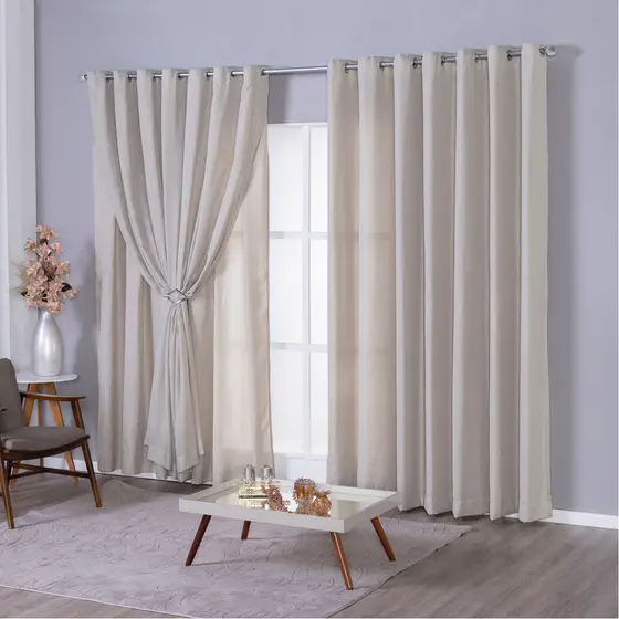 Cortina Voil Gaze de Linho 3,00x2,80/2,50/2,30 C/ Forro de Microfibra de Alta Qualidade