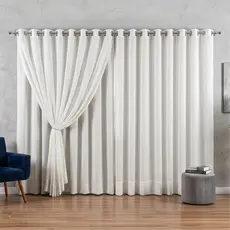 Cortina Voil Gaze de Linho 6,00x2,80/2,50/2,30 C/ Forro Blackout Grosso Original