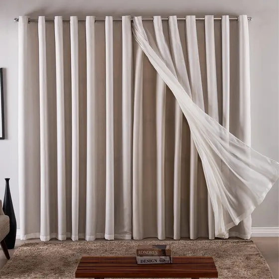 Cortina Voil Gaze de Linho 3,00x2,80/2,50/2,30 C/ Forro Blackout Grosso Alto Padrão