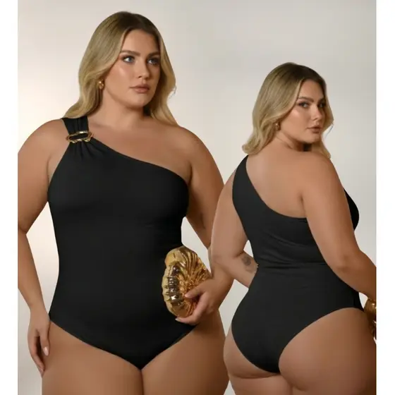 Body Feminino Plus Size Ombro Único Suplex Premium Bori G1 G2 Zero Transparência Versátil Bory Modelador Alta Compressão