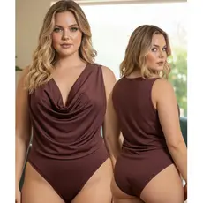 Body Plus Size Suplex Premium Gola Degagê Fecho Regulável G1 G2 46 ao 52 Tecido Duplo Zero Transparência Midi Size