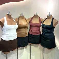 Blusa Antonella Plus Size G1 e G2 Cropped Halter Frente Única Top das Blogueiras Zero Transparência Frente Dupla