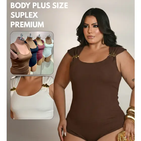 Body Plus Size Fivelas Orgânicas Tecido Duplo Premium Bori Fecho Regulável Confortável Versátil