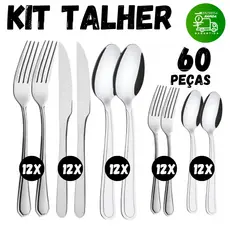 Conjunto De 60/30 Talheres Aço Inox Para Cozinha Bares Restaurantes Jogo Garfos Facas e Colheres
