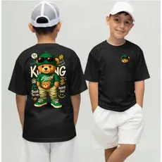 Camiseta Infantil Urso King Streetwear Malha 100% Algodão Camisa Juvenil Estilosa, Camisa adulto