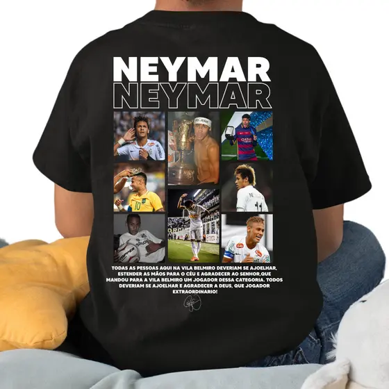 Camiseta Infantil Adolescente Neymar Jogador Autografo Assinatura Menino Ney Futebol Blusa Algodão