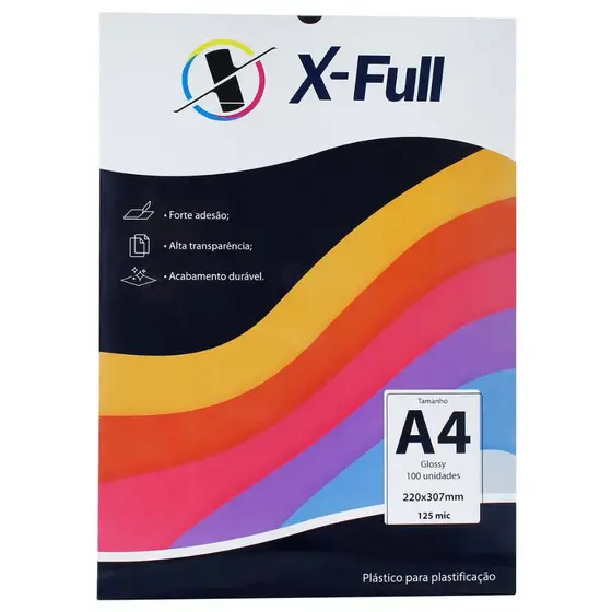 Plástico para Plastificação X-Full Alta qualidade 125 Micras 100 Folhas 0.05mm Envio Imediato
