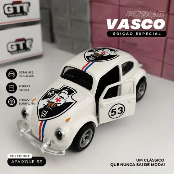 Miniatura Volkswagen Fusca Herbie Branco Time De Futebol Ícone de Estilo e Pensado em em Cada Detalhe