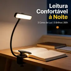 Luz De Leitura Para Livro Kindle Cabeceira Com Clipe Recarregável 24 LEDs