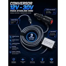Conversor/Inversor 30v Veicular Para Starlink Mini Completo 12/24v Dc