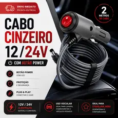 Cabo DC Para Starlink Mini Carregamento Alimentação 12/24V 2M resistente a água com liga desliga