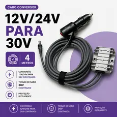 Conversor Inversor para Starlink Mini 12V/24V Saída 30V Veicular Cabo 4 metros
