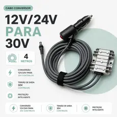 Conversor Dc com Botão P/ Starlink Mini 12/24v 30v 3 Em 1 Veicular 4 metros