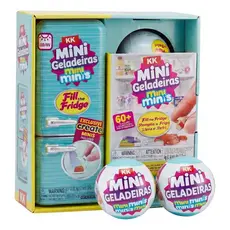 Conjunto de Brinquedos Mini Geladeira Mini Brands da ZURU - Miniaturas Colecionáveis com 2 Cápsulas Misteriosos e Mais