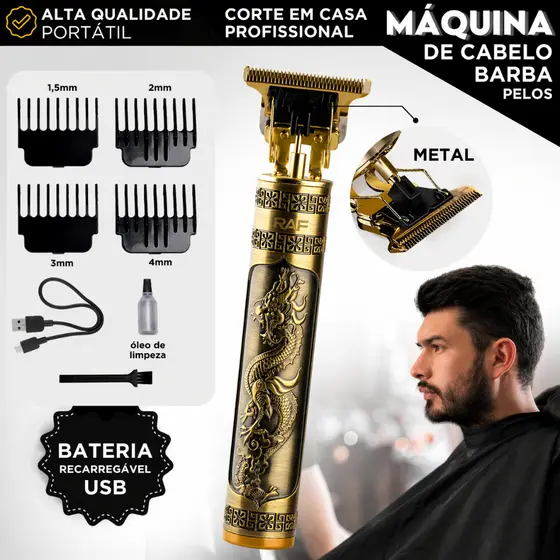 Máquina De Cortar Cabelo E Barba Sem Fio Profissional Recarregável Corte Preciso
