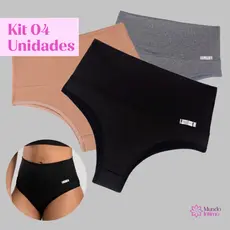 Kit 4 Cinta Modeladora Calcinha Cintura Alta Calcinha Cós Alto Segura Barriga