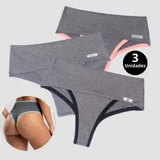 Kit 3 Calcinha cós alto segura barriga Cinta Modeladora Feminina calcinha cintura alta