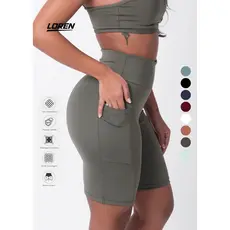 Short Academia Fitness Feminino Com Bolso e Cintura Alta Zero Transparencia