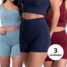 Kit Shortinho Academia Fitness Feminino e Cintura Alta Zero Transparencia