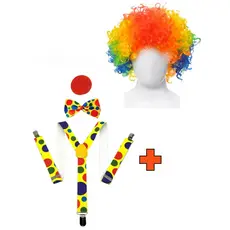 Kit Palhaço Nariz + Gravata + Peruca + Suspensorio festas fantasia carnaval cosplay circo animador