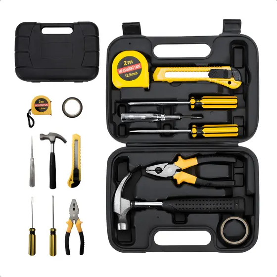 Kit De Ferramentas 8 Peças Jogo De Chaves Martelo Alicate Presente Com Maleta
