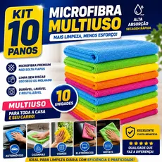 Kit 10 Panos De Limpeza Microfibra alta absorção Multiuso