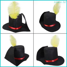 Nim Elegante Chapéu De Festa Festiva Preto Macio Com Pena Amarela Para Férias Caroler Natal Unissex