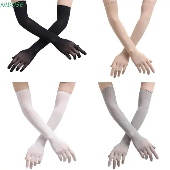 Luvas De Meia-Calça De Dedo NIDOSE Femininas Malha Ópera Baile Luva Sem Costura