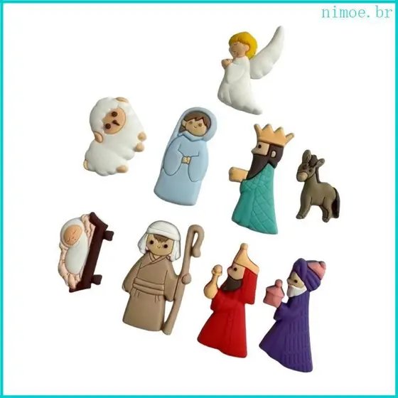 Nim 9 Peças Miniaturas Natal Para Presépio Enfeites Parte Traseira Lisa Decorações Scrapbooking
