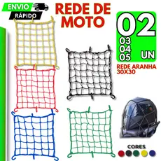 5/4/3/2 Rede Elástica Aranha Reforçada 30x30cm Para Moto 6 Ganchos Fixação Segura Ideal Motoboy Bau