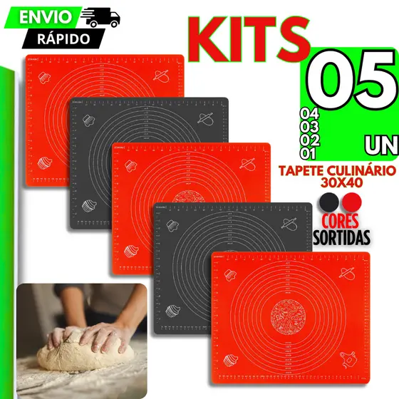 Jogo Tapete Culinário De Silicone 30X40CM Para Abrir Massas Bolos Antiaderente Premium