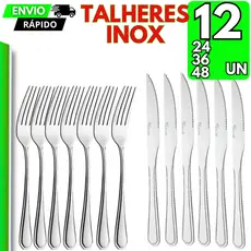 Jogo Talheres Aço Inox 12/24/36/48 Churrascaria Elegante Faca Garfo Casa Buffet Restaurante Cozinha