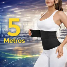 Cinta Faixa Redutor De Medidas E Pós Parto 3 e 5 Metros Ajustável Modeladora Corporal Preta