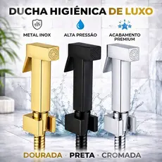 Ducha Higiênica Quadrada em Metal Inox – Chuveirinho Íntimo de Luxo para Banheiro (Dourada, Preta ou Cromada)