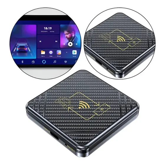 Adaptador Wireless CarPlay Android Auto Tipo C 2 em 1 Conexão Rápida Plug Play WiFi Bluetooth Estável