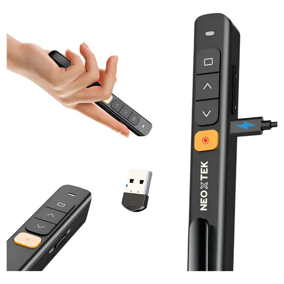 Laser Pointer Apresentador de Slides Sem Fio USB-C Recarregável Controle Passador PowerPoint Profissional