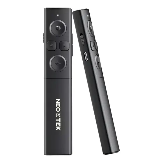 Apresentador Laser Spotlight PowerPoint Canva Controle Remoto 30m USB-C Recarregável Neoxtek