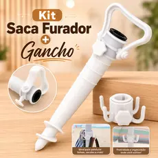 Kit Saca Areia Âncora Suporte Guarda Sol Furador Praia + Gancho 2 Peças Verão