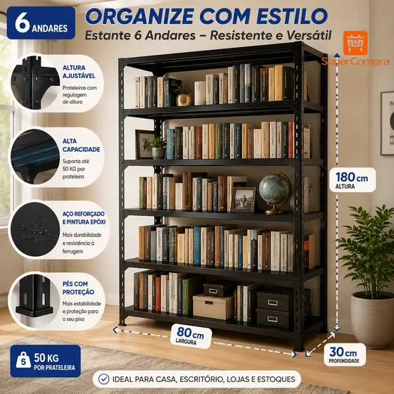 Prateleira de Aço Resistente Estante com Parafusos Estante em Aço Inoxidável Organizador Metálico Regulável