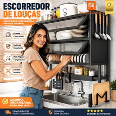 Rack Escorredor De Pratos 85cm Sobre Pia Suspenso Inox Organizador Multiuso