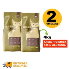 Areia de Gato MandioCat Biodegradável higiênica natural 100% Mandioca 4KG -Envio Imediato