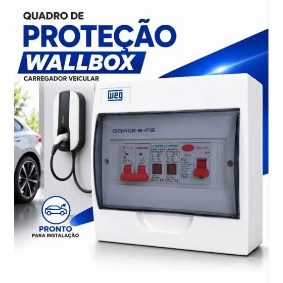 Quadro de Proteção Wallbox Carregador Veicular com DR bivolt (Carro elétrico)