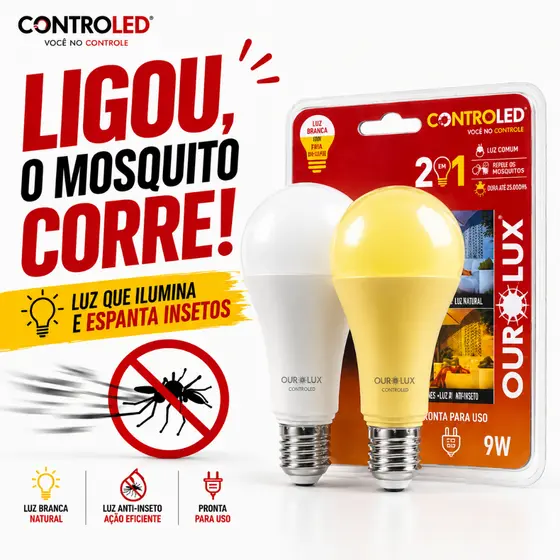 Lâmpada Led Inteligente 2 Em 1 Anti-inseto 6500k Controled Cor da luz Branco 110V/220V
