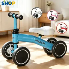 Bicicleta de Equilíbrio Infantil 4 Rodas, Sem Pedal, Estável e Seguro para Crianças Aprenderem a Andar - P14