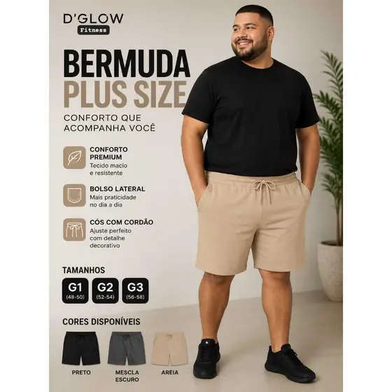 Bermuda Masculina Plus Size - Bermuda Masculina - Bermuda de Moletom
