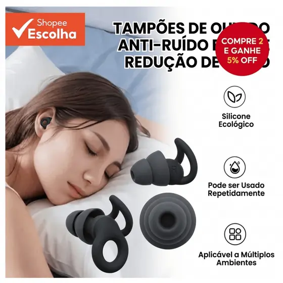Pares  4 3 2 1 Tampão Auricular 3 Protetor Auricular Tampão de Ouvido Silicone Antirruído Dormir Estudo Natação